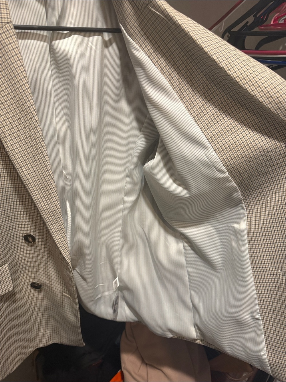Evereve Double-Breasted Checked Blazer - Beige - XL - Picture 9 of 13